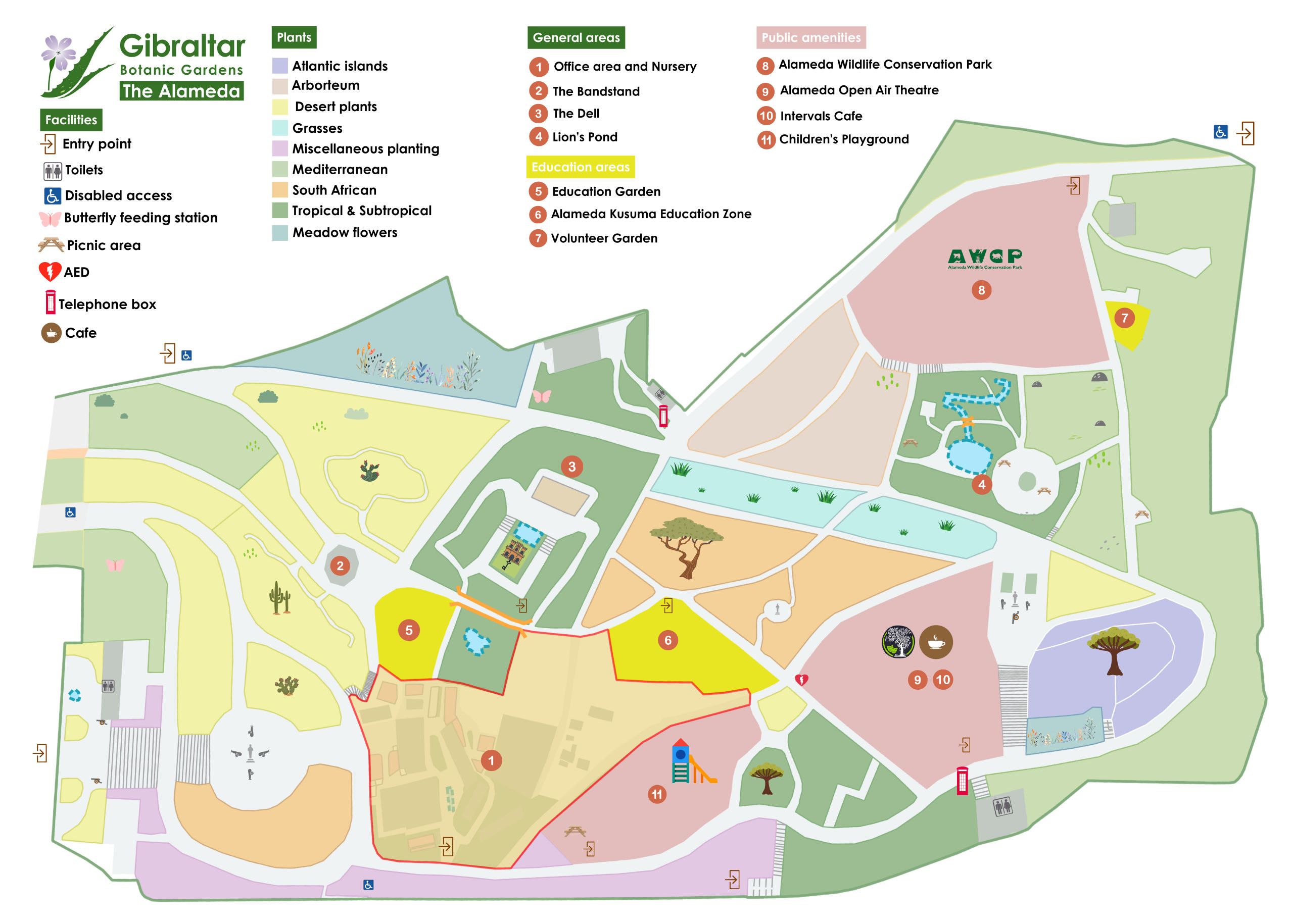 Gibraltar Botanic Gardens Map